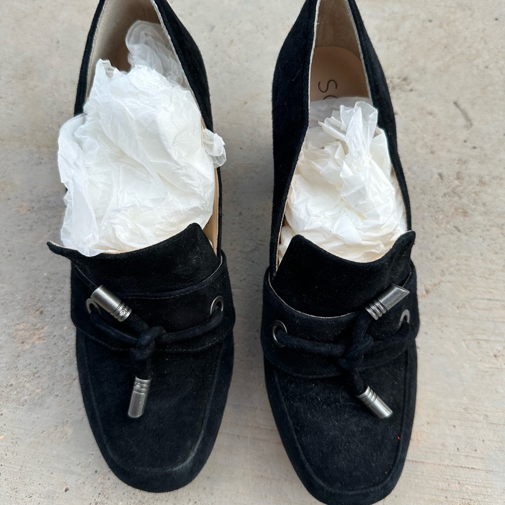Sole Society Matador Black Block Heel Loafers - Picture 3 of 7